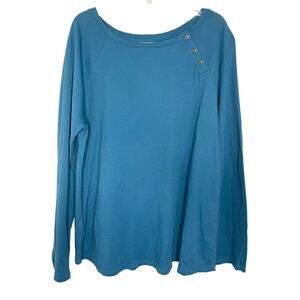 J. Jill Long sleeve blue cotton blend basic long sleeve minimalist top Size M